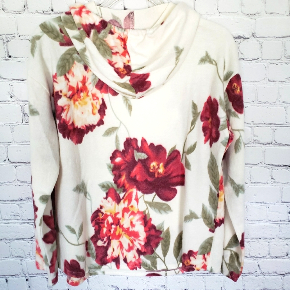 EXCLUSIVE ONE Long Sleeve Super Soft Cozy Fleece Floral Hoodie--NEW--L - Picture 7 of 14